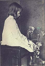 Child with oak branch.