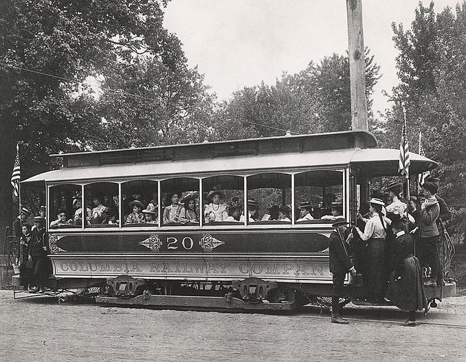 Students Boarding Trolley.